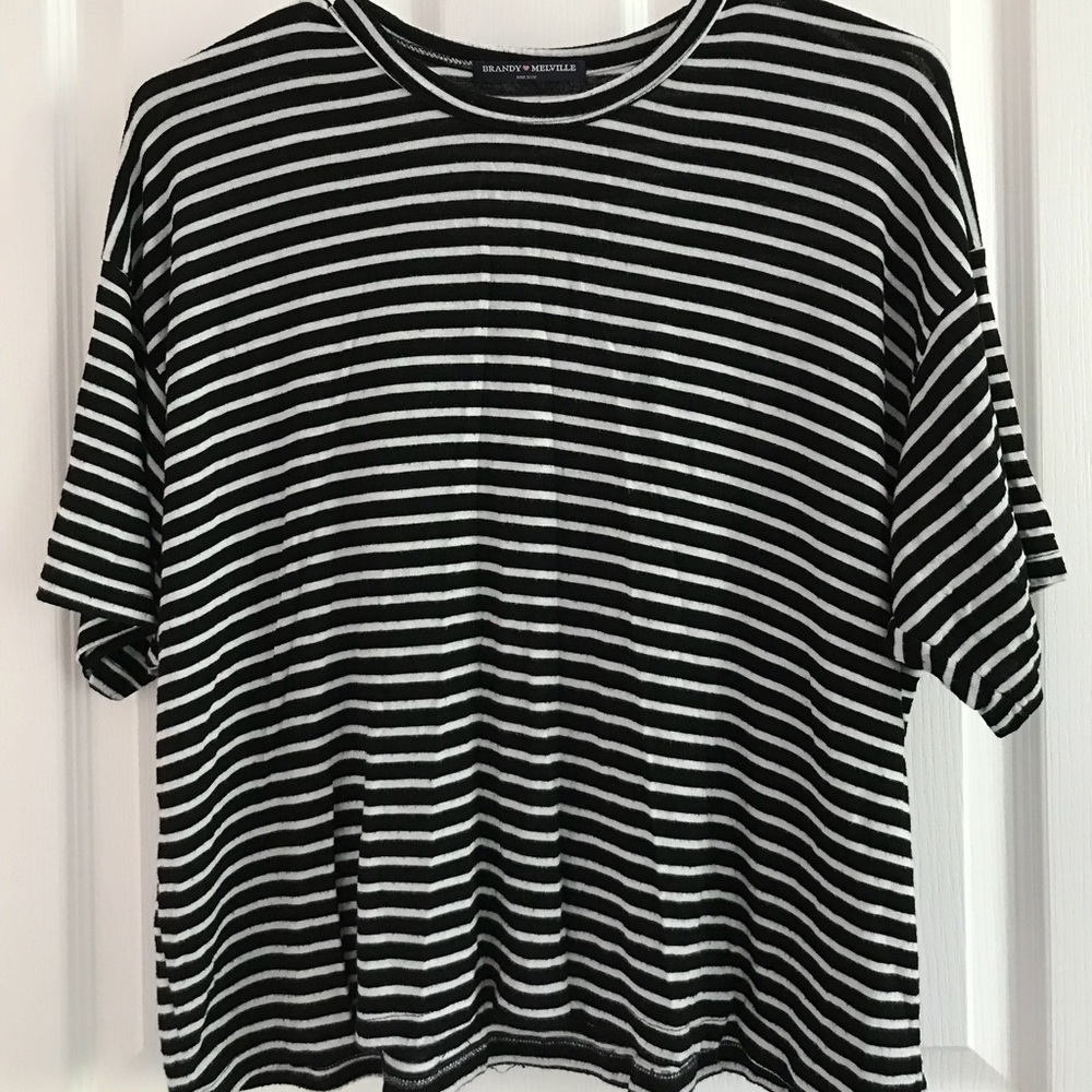 brandy melville black and white striped t-shirt